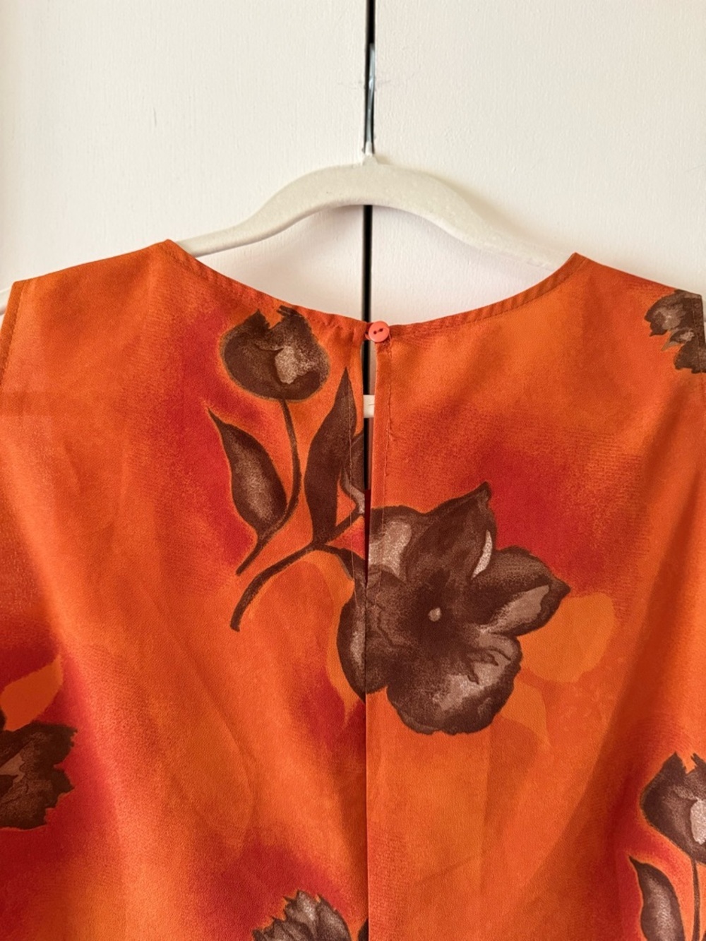 New York & Company Orange Brown Floral Mini Dress Button Slip Dress Vintage 14 - Picture 10 of 10